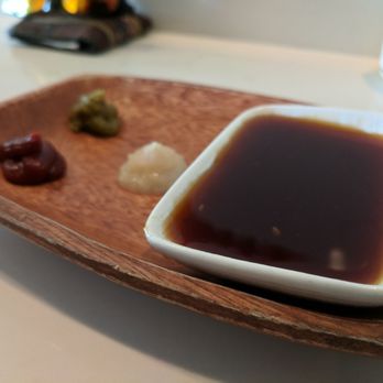 Oak & Coal - SAUCES: Red = fruity Japanese chili paste, Green = yuzu chili paste, White = garlic, Brown = house yakitori marinade - Japanese Near Me - Costa Mesa, California Oak & Coal - SAUCES: Red = fruity Japanese chili paste, Green = yuzu chili paste, White = garlic, Brown = house yakitori marinade - Japanese Near Me - Costa Mesa, California