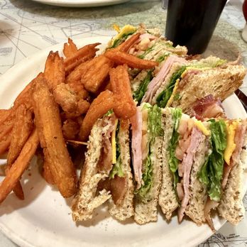 The Airplane Restaurant - Club Sandwich and Honey-Drizzled Sweet Potato Fries - American Near Me - Colorado Springs, Colorado The Airplane Restaurant - Club Sandwich and Honey-Drizzled Sweet Potato Fries - American Near Me - Colorado Springs, Colorado