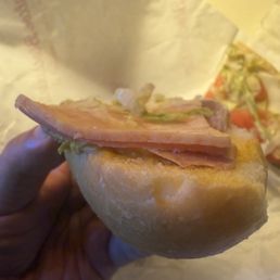 Hardly any meat was used in the making of this sandwich. Hardly any meat was used in the making of this sandwich.