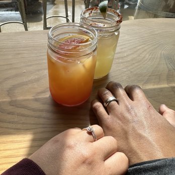HOOK’d Bar and Grill - Tequila Sunrise on the left and Margarita on the right. - Breakfast & Brunch Near Me - Santa Barbara, California HOOK’d Bar and Grill - Tequila Sunrise on the left and Margarita on the right. - Breakfast & Brunch Near Me - Santa Barbara, California