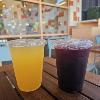 Merka Saltao - Passionfruit Juice (Left) and Chicha Morada (Right) - Peruvian Near Me - Culver City, California