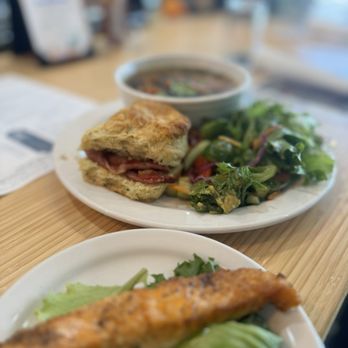 The Stockpot - Cypress Combo: Anne's Chicken Noodle with Cypress Salad, added Salmon - Cafes Near Me - Virginia Beach, Virginia The Stockpot - Cypress Combo: Anne's Chicken Noodle with Cypress Salad, added Salmon - Cafes Near Me - Virginia Beach, Virginia