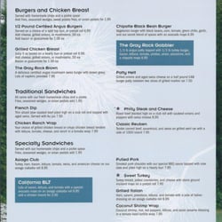 Gray Rock Pub & Grub - Menu @The Gray Rock Cafe