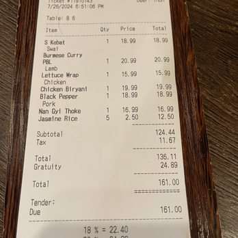 Burma Choice - 帳單 - Burmese Near Me - San Jose, California Burma Choice - 帳單 - Burmese Near Me - San Jose, California