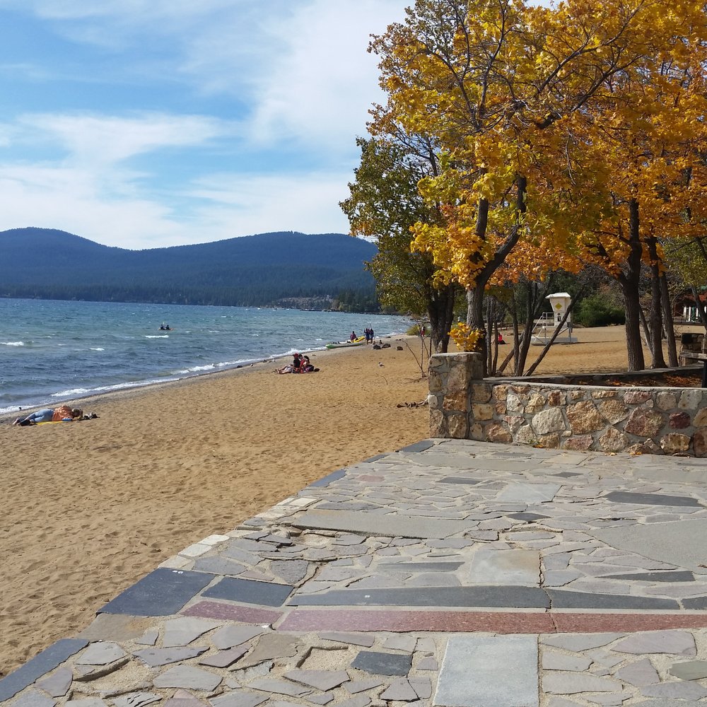Donner Lake Village - View of Lake Tahoe from King's Beach.  I love that Quaking Aspen tree. - Hotels Near Me - Truckee, California