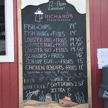 Richard's Fresh Seafood - Simple menu. - Seafood Near Me - Covehead, Prince Edward Island Richard's Fresh Seafood - Simple menu. - Seafood Near Me - Covehead, Prince Edward Island
