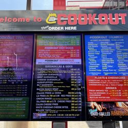 Cook Out - Menu in the drive thru lane