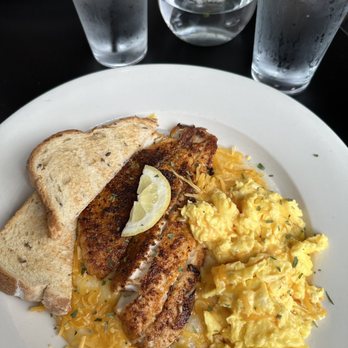 The Garden Brunch Cafe - Love this Fish & Grits plate.... All seasoned to perfection! - Breakfast & Brunch Near Me - Memphis, Tennessee The Garden Brunch Cafe - Love this Fish & Grits plate.... All seasoned to perfection! - Breakfast & Brunch Near Me - Memphis, Tennessee