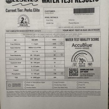 Leslie's Pool Supplies - Test results - Hot Tub & Pool Near Me - Tulsa, Oklahoma Leslie's Pool Supplies - Test results - Hot Tub & Pool Near Me - Tulsa, Oklahoma