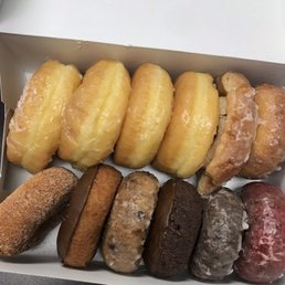 a variety of donuts in a box