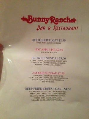 Moonlight Ranch Menu Moonlight Bunny Ranch Rates