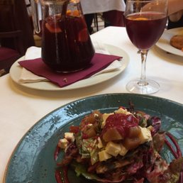 Feta salad and sangria as a starter