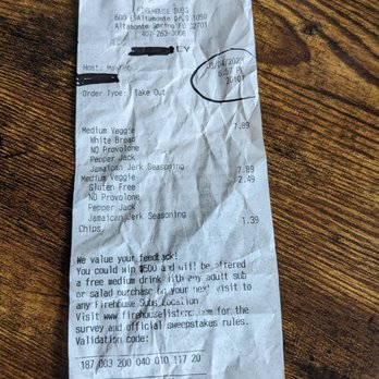 Firehouse Subs - the receipt for the firehouse - Fast Food Near Me - Altamonte Springs, Florida
