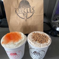 Circles Ice Cream - Cookie milk (right) and watermelon sugar high (left)