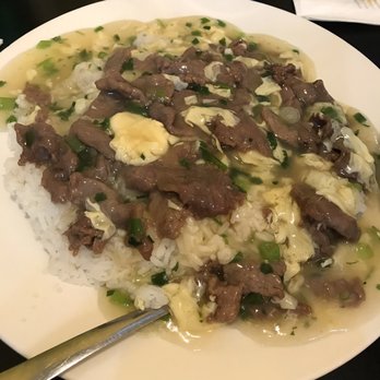 A+ Hong Kong Kitchen - R2. Beef and Egg Sauce with Rice - umm not what I expected your better off trying a fried rice dish - Cantonese Near Me - Seattle, Washington