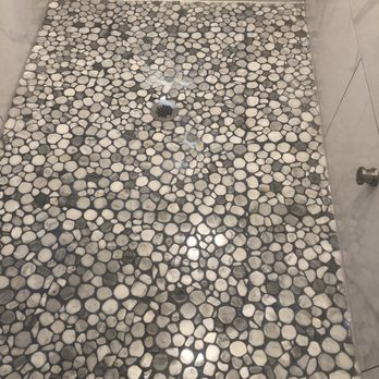 Top Onyx - Pebble stone shower floor with enhancer - Countertop Installation Near Me - Mesa, Arizona