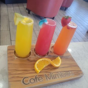 Cafe Mimosa - Mimosa Sampler: Mango, Dragonfruit and Strawberry - Breakfast & Brunch Near Me - Rohnert Park, California Cafe Mimosa - Mimosa Sampler: Mango, Dragonfruit and Strawberry - Breakfast & Brunch Near Me - Rohnert Park, California