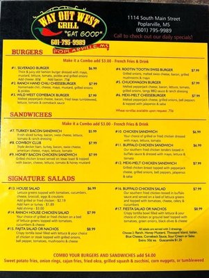 Menu photo 2 Way Out West Grill Poplarville, MS Menu photo 2 Way Out West Grill Poplarville, MS