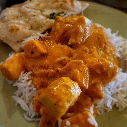 Zaika Indian Cuisine - Erie - Chicken Tika Masala with basmati rice and garlic naan.