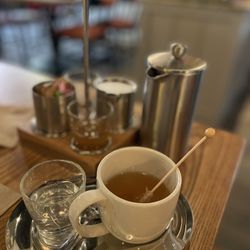Plank Provisions - The hot tea set up. Lots of choices. I got the white tea, but they had 5 or 6 options.