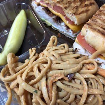 Lola's Cafe - Chipotle Panini with side of Spicy Peanut Noodles - New American Near Me - Poughkeepsie, New York Lola's Cafe - Chipotle Panini with side of Spicy Peanut Noodles - New American Near Me - Poughkeepsie, New York