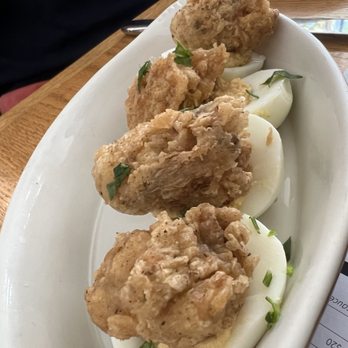Fishwives - Fried oysters on top of deviled eggs -- - Seafood Near Me - Pasadena, California Fishwives - Fried oysters on top of deviled eggs -- - Seafood Near Me - Pasadena, California