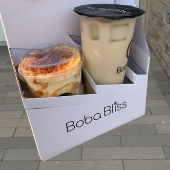 Boba Bliss - Creme Brulee Pearl Latte & Royal King Oolong Milk Tea - Bubble Tea Near Me - Mountain View, California