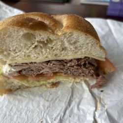 ROB'S DELI - Roast beef sandwich with Swiss cheese lettuce tomato and mayo