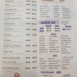 Cafe Bubbly - Menu 1/2 as of October 14, 2023.