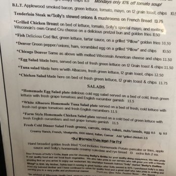 Solly's Grille - Sandwiches menu - Burgers Near Me - Glendale, Wisconsin Solly's Grille - Sandwiches menu - Burgers Near Me - Glendale, Wisconsin