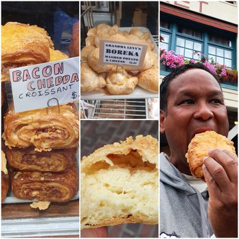 Three Girls Bakery - Bacon-Cheddar Croissant and a Boreka for Breakfast - Bakeries Near Me - Seattle, Washington Three Girls Bakery - Bacon-Cheddar Croissant and a Boreka for Breakfast - Bakeries Near Me - Seattle, Washington