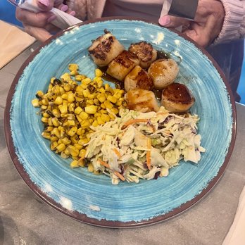 Simply Fish Seafood - Scallops with coleslaw and corn - Fish & Chips Near Me - Costa Mesa, California Simply Fish Seafood - Scallops with coleslaw and corn - Fish & Chips Near Me - Costa Mesa, California