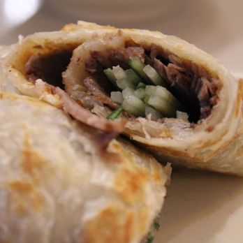 Mian & Bao - Beef Pancake Roll (sliced beef, cucumbers). - Dim Sum Near Me - Honolulu, Hawaii Mian & Bao - Beef Pancake Roll (sliced beef, cucumbers). - Dim Sum Near Me - Honolulu, Hawaii