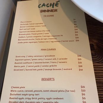 Caché - April 2025 dinner menu - French Near Me - San Francisco, California Caché - April 2025 dinner menu - French Near Me - San Francisco, California