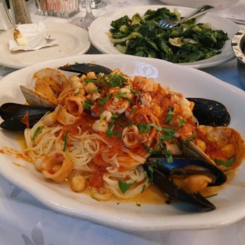 Gargiulo's - Seafood pasta, it was supposed to be "Risotto Pescatore", but I asked the server to make it with angel hair. It was amazinggggg - Italian Near Me - Brooklyn, New York