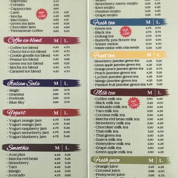 Tea City - Inside of their menu! - Coffee & Tea Near Me - Aurora, Colorado