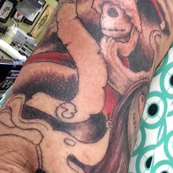 Ghost Wolf Tattoo - Jack and Zero by Nate. Will be going back to get it finished in a couple weeks - Tattoo Near Me - Lake Forest, California