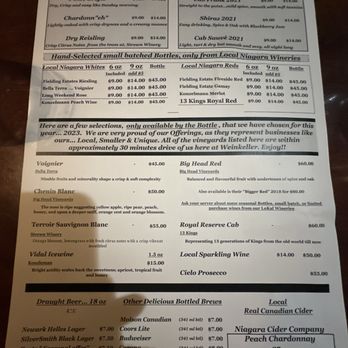 Weinkeller - Menu- you must pick 5 items from menu.  1 entry $95.00 per person. - Wine Bars Near Me - Niagara Falls, Ontario
