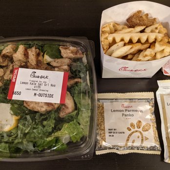 Chick-fil-A - Lemon kale Caesar salad with grilled nuggets, medium waffle fries - Chicken Shop Near Me - Henderson, Nevada Chick-fil-A - Lemon kale Caesar salad with grilled nuggets, medium waffle fries - Chicken Shop Near Me - Henderson, Nevada