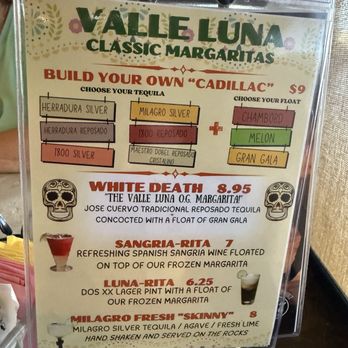 Valle Luna - Margarita Menu July 2025 - Mexican Near Me - Chandler, Arizona