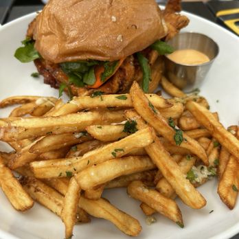Benchmark - Crispy chicken sandwich - New American Near Me - Santa Ana, California