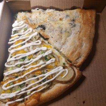 Georgio's Pizza - potato pizza on botton left and stuffed spinach on the right - Pizza Near Me - East Lansing, Michigan Georgio's Pizza - potato pizza on botton left and stuffed spinach on the right - Pizza Near Me - East Lansing, Michigan
