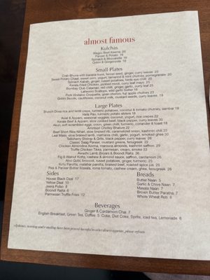 Menu photo 5 Almost Famous Culver City, CA