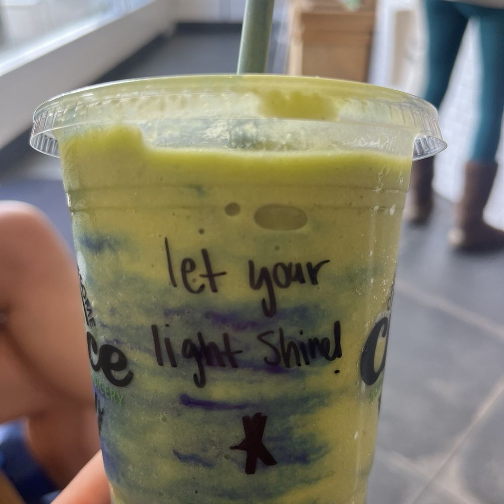 Choice juicery - avatar smoothie - With inspirational quote!! - Vegan Near Me - Solana Beach, California Choice juicery - avatar smoothie - With inspirational quote!! - Vegan Near Me - Solana Beach, California