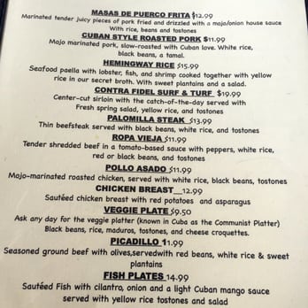 El Ambia Cubano - Menu - Cuban Near Me - Melbourne, Florida