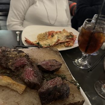 AnQi Bistro - Hang Half Pan Roasted Maine Lobster, hanger steak with shiitake mushrooms. - Asian Fusion Near Me - Costa Mesa, California AnQi Bistro - Hang Half Pan Roasted Maine Lobster, hanger steak with shiitake mushrooms. - Asian Fusion Near Me - Costa Mesa, California