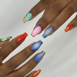 Blume Nails Spa - Summer design with gold chrome