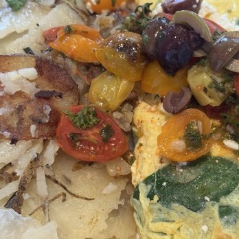 Plums Cafe - Omelette; the tomato relish was off - Breakfast & Brunch Near Me - Costa Mesa, California