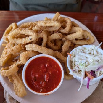 Flo's Clam Shack - Fried calamari, cole slaw, and fries - Seafood Near Me - Middletown, Rhode Island