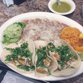 Los Compadres - Chicken taco with rice and beans. - Mexican Near Me - Long Beach, California
